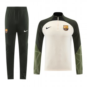 Tréninkový Mikina Barcelona Čtvrt Zip Krém 2023-24